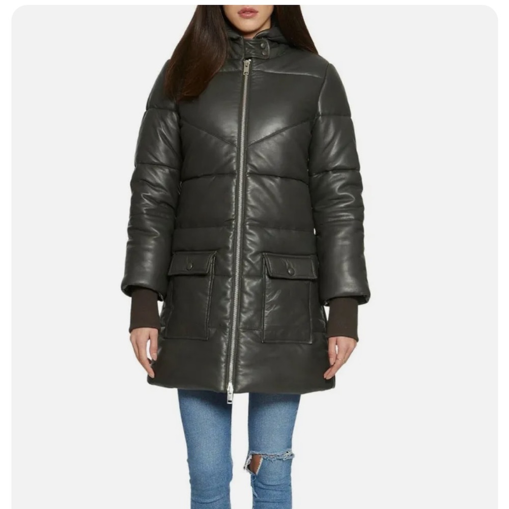 NWOT Walter Baker Leather Puffer Parka Jacket/Coat
